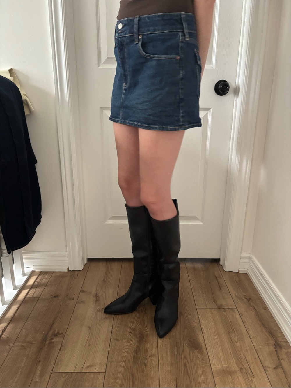 Steve Madden Black Knee-High Pointed Toe Heeled Boots